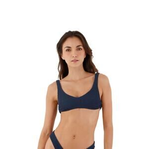 Malai Texture Wave Deep Blue Jazz Hop Top NWT SIZE L